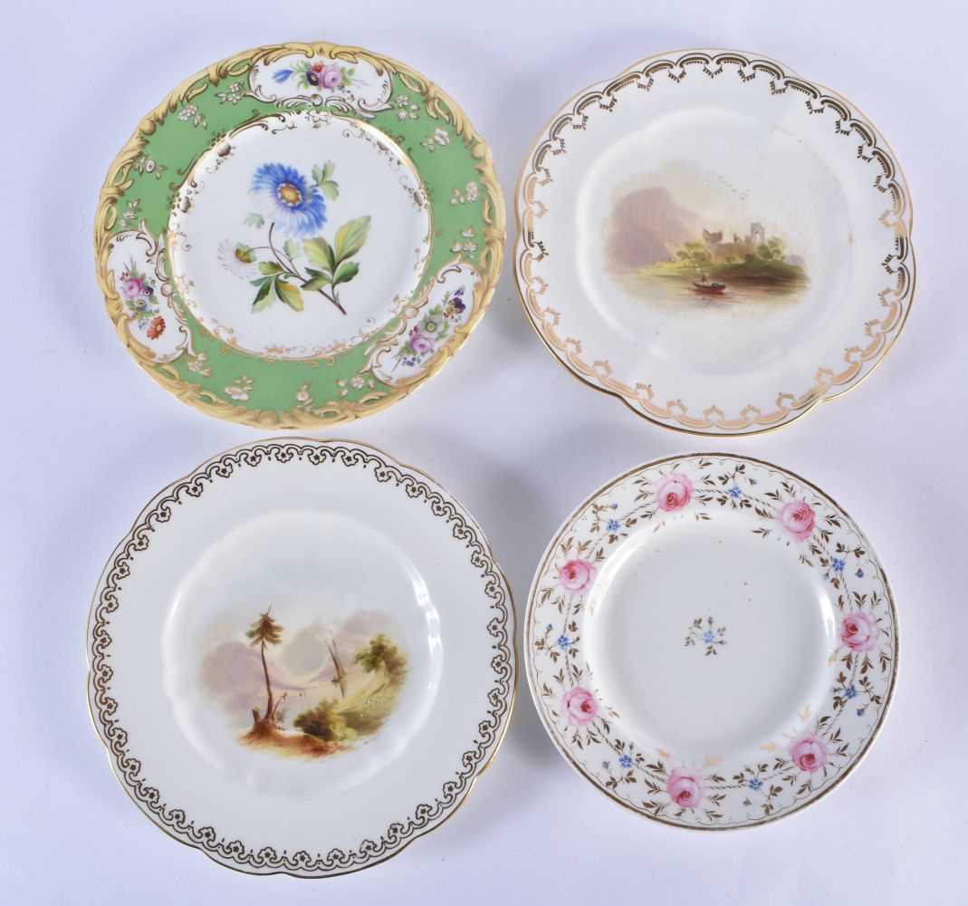 Mid 19th century Eight decorative plates painted with landscapes probably Copeland, a Derby plate - Image 4 of 5
