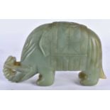 A LATE 19TH CENTURY CHINESE CARVED JADE FIGURE OF AN ELEPHANT Qing. 9 cm x 12 cm.