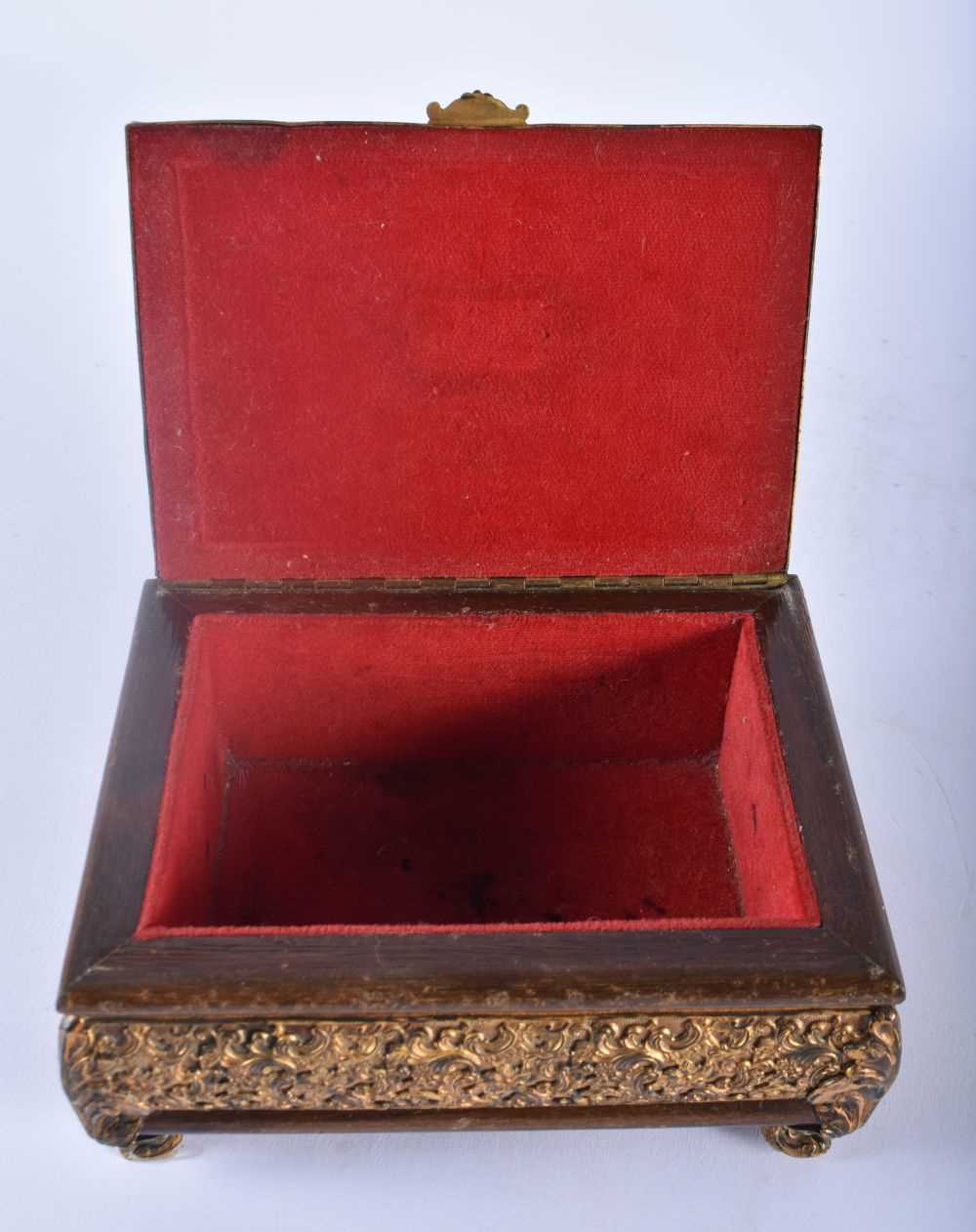 A LARGE EARLY VICTORIAN MAHOGANY DOME TOP BOX together with a French gilt metal repousse casket, - Image 6 of 7