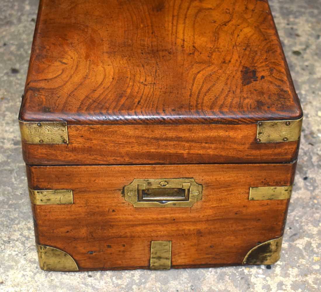 An antique Camphor wood Campaign chest 28 x 60 x 31 cm. - Image 6 of 10