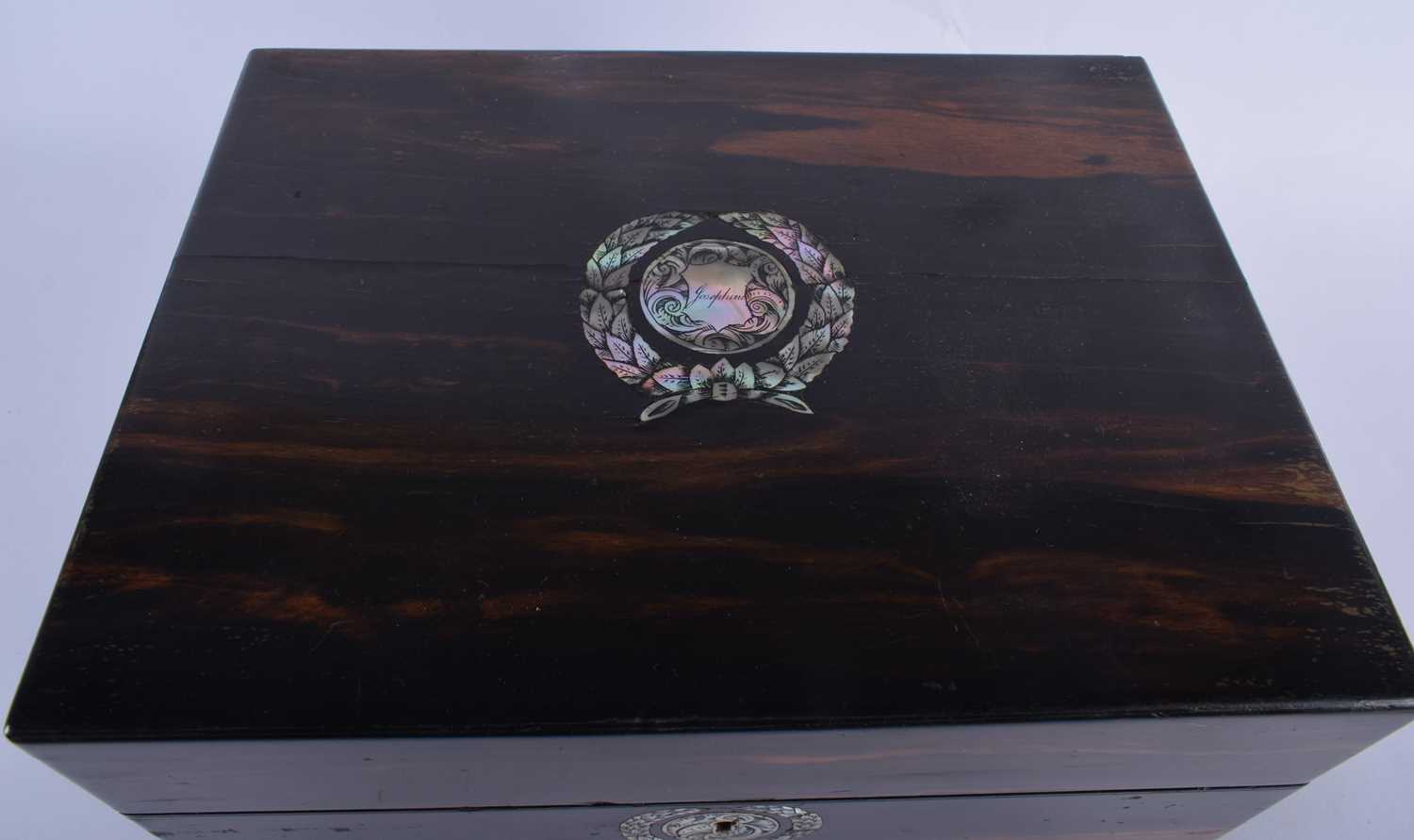 Superb Quality Late 19th Century Coromandel Travelling Vanity Box with blue Velvet interior, 2 - Image 4 of 11