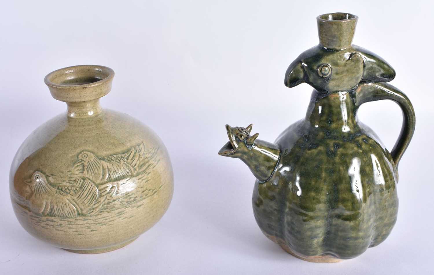 A selection of pottery and art pottery, seven pieces including a Spode toby jug. Jug 18.5 x 13 cm ( - Image 18 of 19