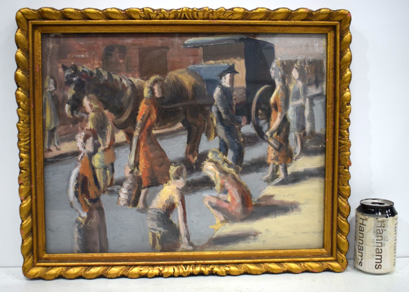 Mary Beresford-Williams (b.1931) Oil on board "The Milk cart " 35 x 45cm.