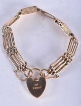 An Early 20th Century 15 Carat Gold Gate Bracelet by George K Leeson. Hallmarked Chester 1909. 5.5