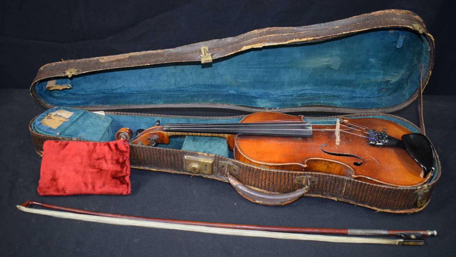 A collection of cased Violins including A Stradivarius copy (3). - Image 3 of 14