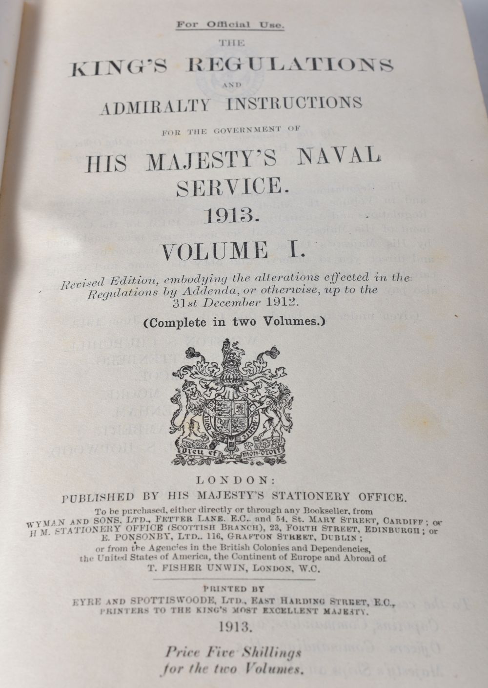 A collection of Naval books , The Kings regulations and Admiralty instructions 1913 & 1914 - Image 10 of 16