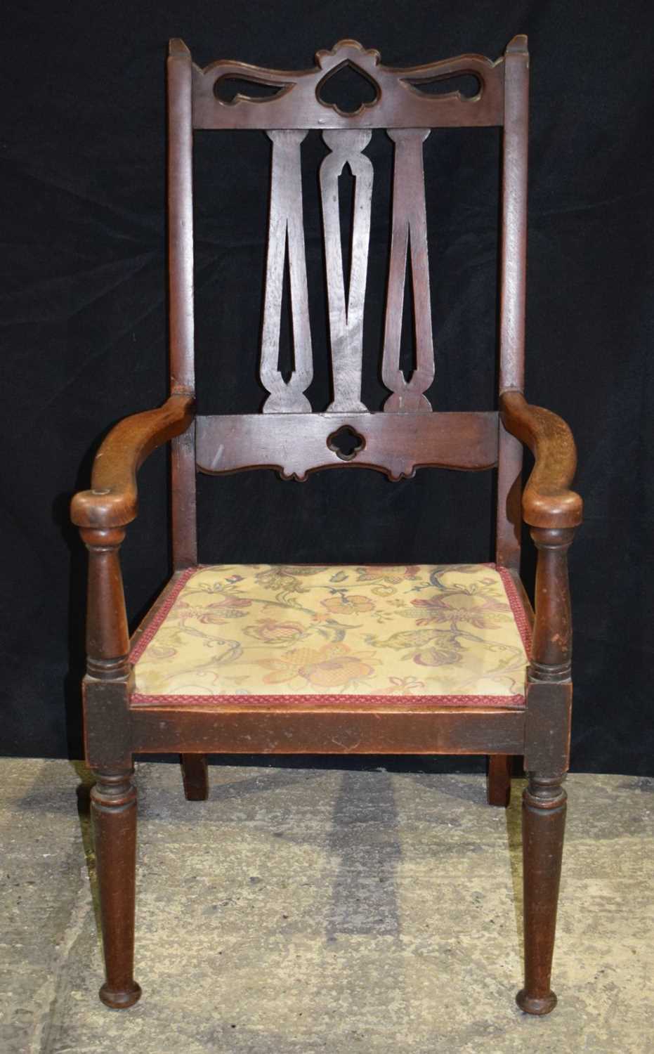 A large 19th Century Oak armchair with covered wooden seat 115 x 58 x 54 cm - Image 2 of 10