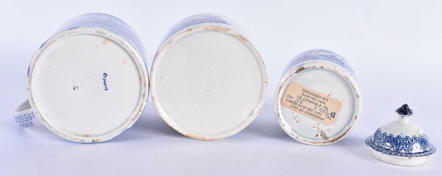 18th century large pearlware shell shaped dish with dripped blue border, two tea canisters, one with - Image 6 of 8