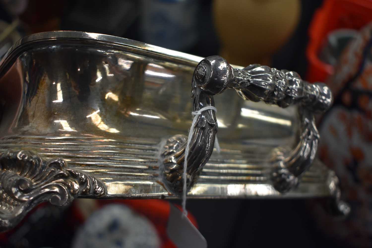 A LARGE PAIR OF LATE 18TH/19TH CENTURY ENGLISH SILVER PLATED TUREENS with probably silver armorial - Image 22 of 27