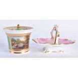 TWO EARLY 19TH CENTURY DOE & ROGERS WORCESTER PORCELAIN WARES formed as an inkwell and pink