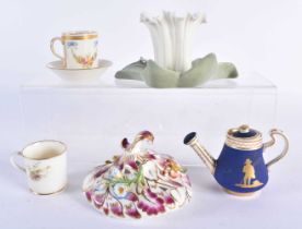 A MID 19TH CENTURY FRENCH PARIS PORCELAIN WATERING CAN together with a Worcester flower vase etc. (