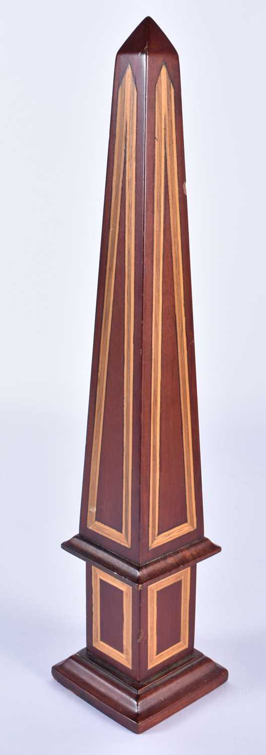 A GEORGE III STYLE MAHOGANY OBELISK. 30cm high. - Image 2 of 3