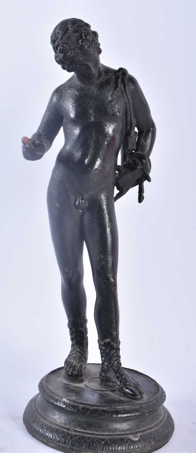 A 19TH CENTURY CONTINENTAL GRAND TOUR SERPENT LIGHTER together with a figure of Narcissus. Largest - Image 5 of 6