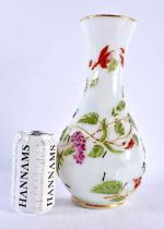 A FINE 19TH CENTURY FRENCH RELIEF ENAMELLED OPALINE GLASS VASE decorated with insects, foliage and