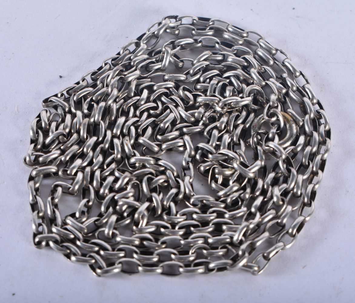 A Sterling Silver Watch Chain, Stamped Sterling together with another chain. Silver chain 31 cm long - Image 2 of 3