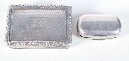 TWO ANTIQUE SILVER BOXES. 2 grams. Largest 4 cm x 2.75 cm. (2)