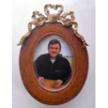 A Miniature Empire Style Picture Frame with Gilt Mounts 5.7cm x 4.1cm, weight 14g