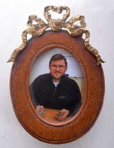 A Miniature Empire Style Picture Frame with Gilt Mounts 5.7cm x 4.1cm, weight 14g