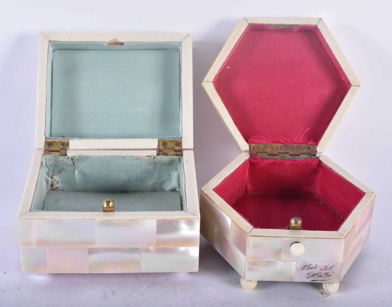 A LATE 19TH CENTURY CARVED MOTHER OF PEARL TRAY together with a similar casket & two other boxes - Image 4 of 6