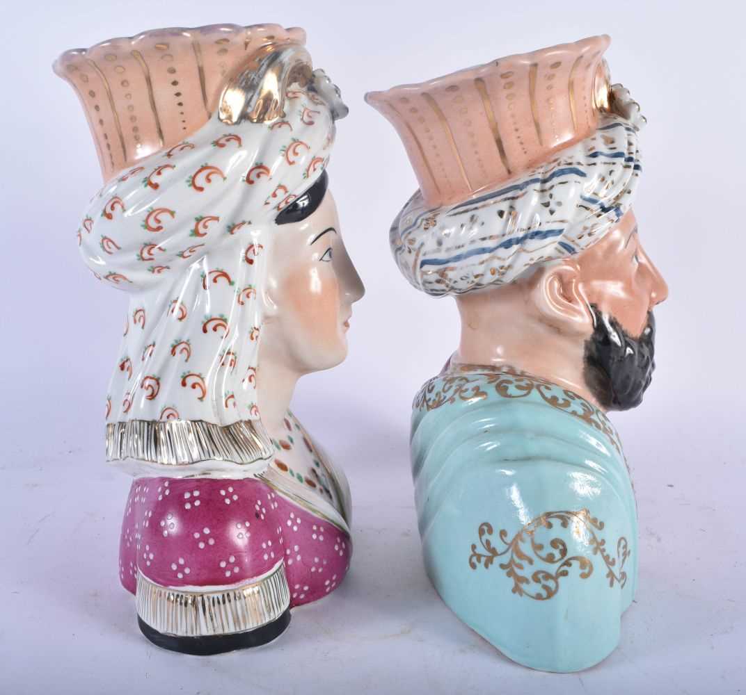 A PAIR OF LATE 19TH CENTURY FRENCH PARIS PORCELAIN OTTOMAN MARKET VASES from as a Sultan & - Image 2 of 6