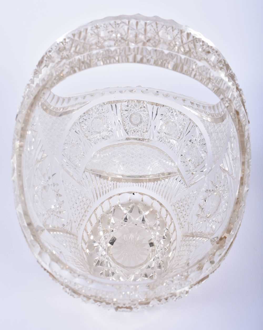 A FINE ANTIQUE CUT GLASS BASKET together with an antique English neo classical glass vase. Largest - Image 4 of 6