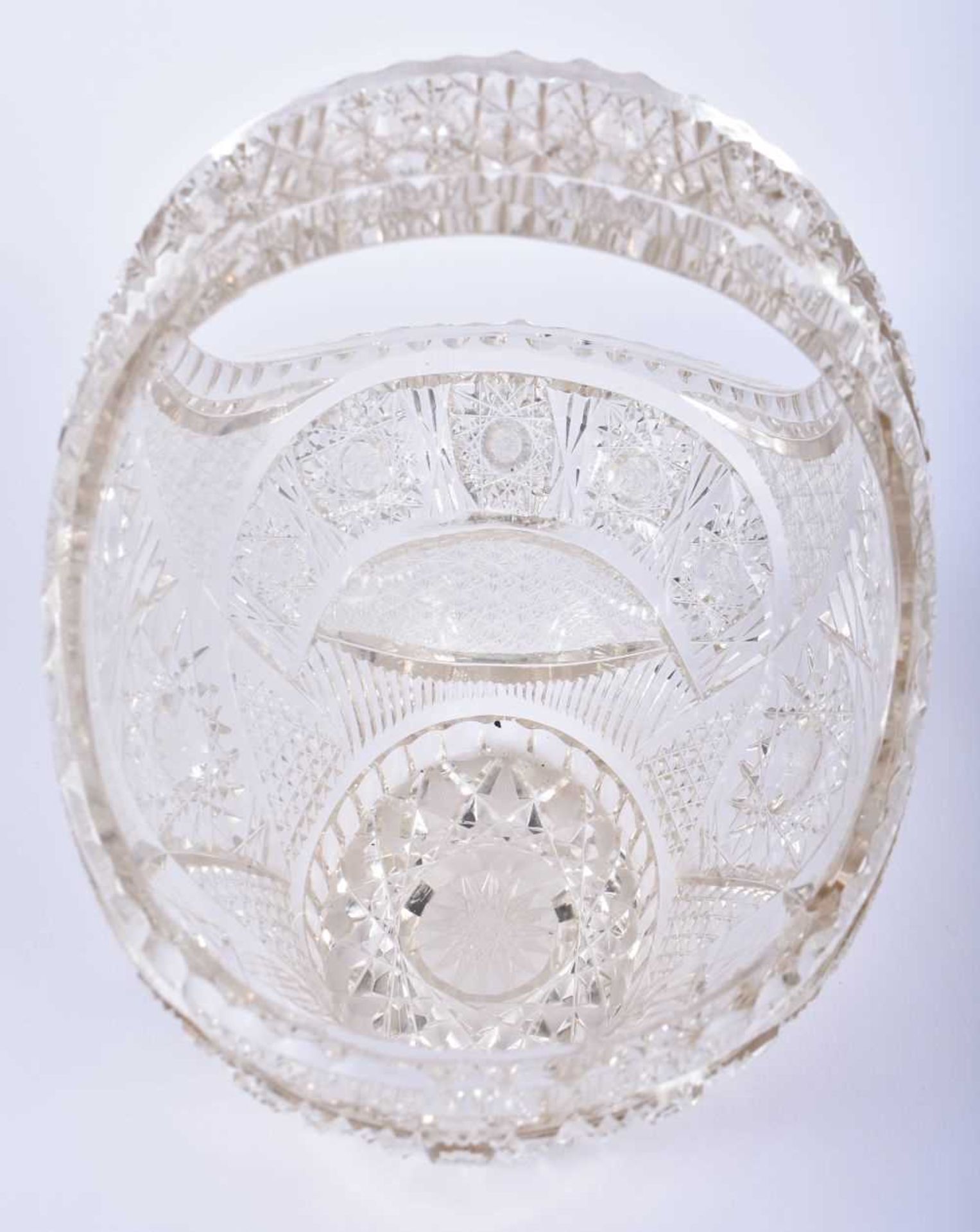 A FINE ANTIQUE CUT GLASS BASKET together with an antique English neo classical glass vase. Largest - Image 4 of 6
