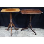 Two antique wooden Pedestal tables with rectangular tops 75 x 54 x 44 cm (2)