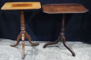 Two antique wooden Pedestal tables with rectangular tops 75 x 54 x 44 cm (2)