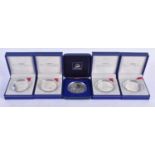 Five Cased Silver French 10 Franc FIFA World Cup 1998 Coins. (incl Germany, Uruguay, Italy,