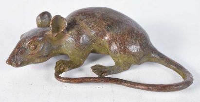 A Japanese Bronze Model of a Rat. 2.2 cm x 8.2 cm x 4.4cm, weight 167g