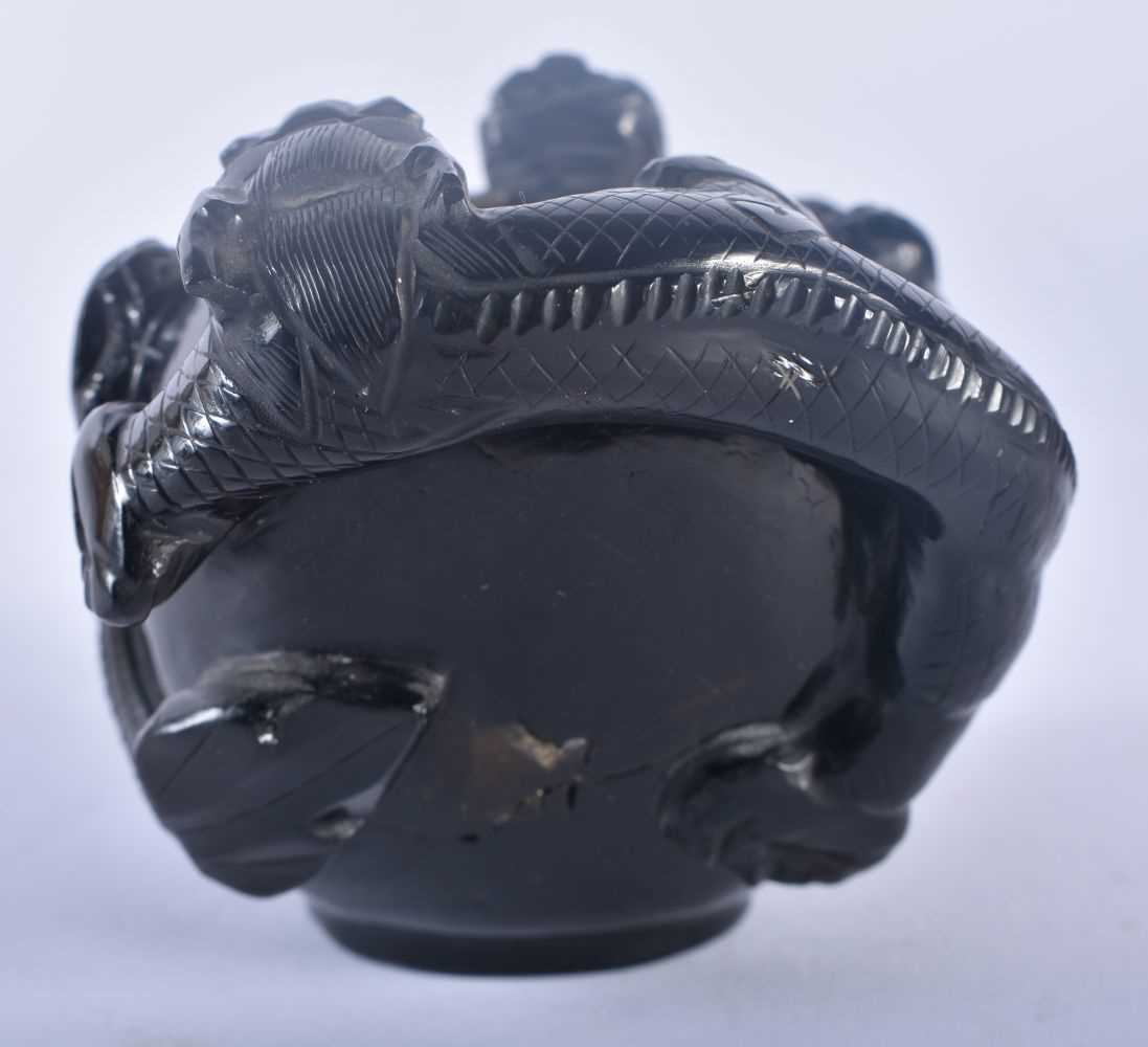 A CHINESE QING DYNASTY DARK SMOKEY QUARTZ BRUSH WASHER CENSER. 14 cm x 8 cm. - Image 4 of 6