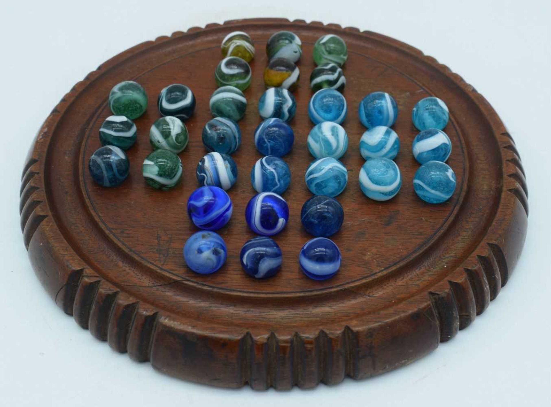 An antique Solitaire board with marbles 24 cm. - Image 2 of 4