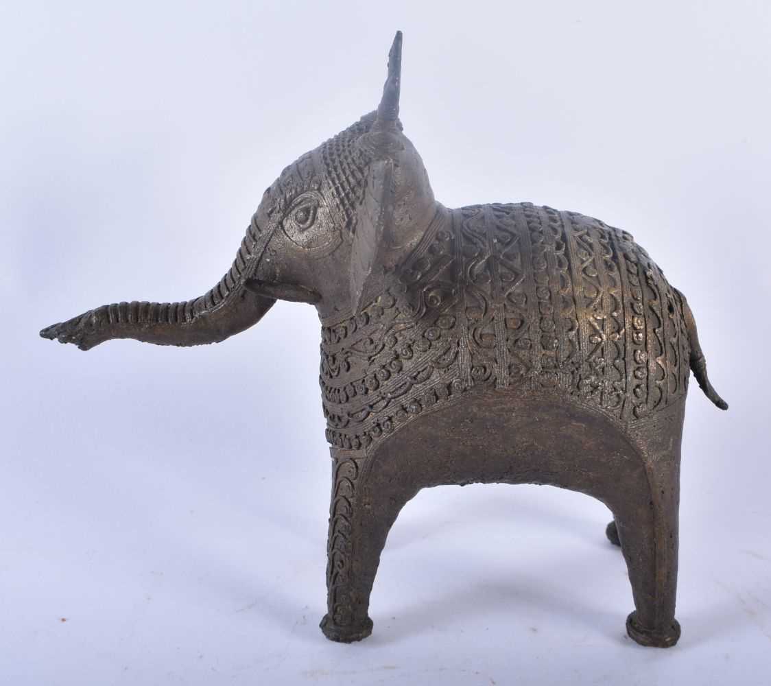 A 19TH CENTURY INDIAN BRONZE FIGURE OF A STANDING ELEPHANT together with two Anglo Indian Antique - Image 2 of 13