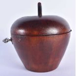 A CARVED WOOD TREEN TEA CADDY. 13 cm x 10 cm.