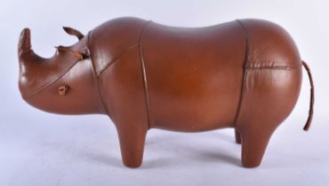 A LEATHER COUNTRY HOUSE RHINOCEROS FOOTSTOOL. 54 cm x 28 cm.