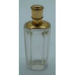 A 14CT GOLD AND GLASS SCENT BOTTLE. 71 grams. 8.75 cm x 2.75 cm.