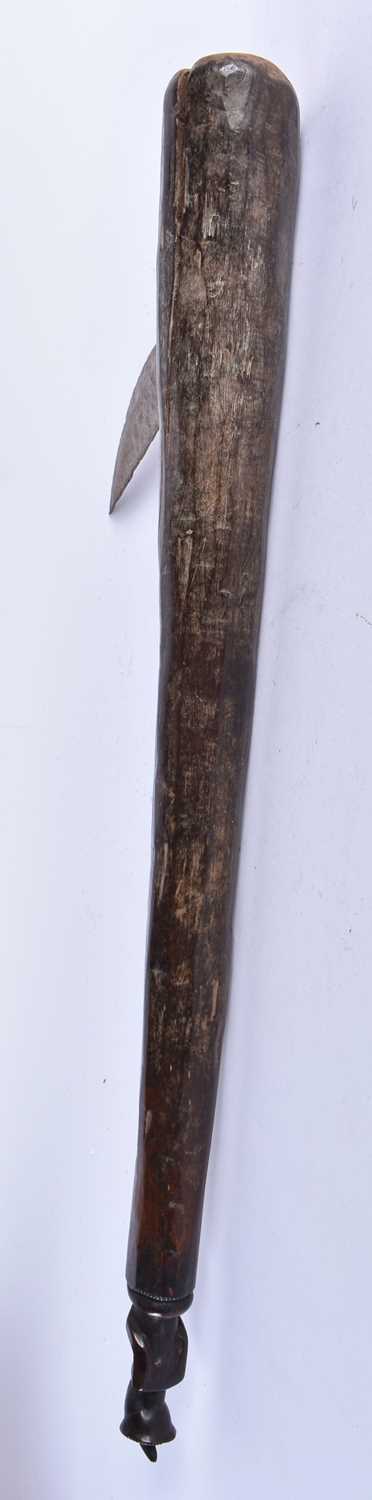 A TRIBAL CARVED WOOD AXE. 55 cm long. - Image 6 of 6