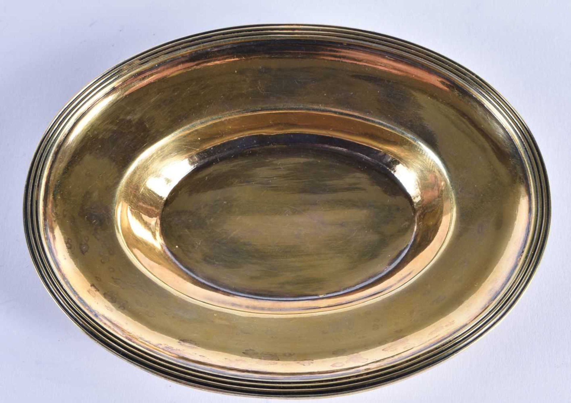 AN ANTIQUE SILVER GILT DISH. 70 grams. 11.75 cm x 9 cm.