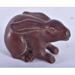 A Japanese Carved Rabbit Netsuke. 6.1cm x 3.6 cm x 3.3 cm, weight 28.6g