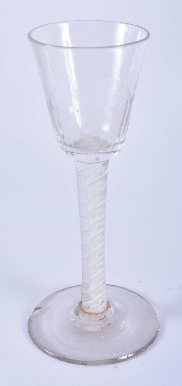FIVE GEORGE III SPIRAL TWIST WINE GLASSES. Largest 20.5 cm high. (5) - Image 6 of 6