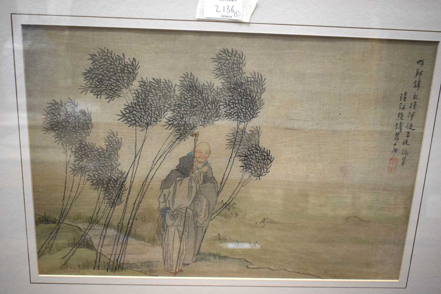 Attributed to Qian Hui'an (1833-1911) 3 x Watercolours, Figures within landscapes. 60 cm x 42 cm. - Image 22 of 38