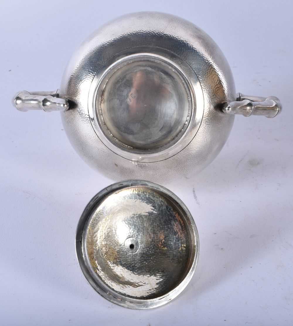 A LOVELY 19TH CENTURY CHINESE HAMMERED SILVER THREE PIECE SILVER TEASET by Hung Chong & Co, together - Image 9 of 30