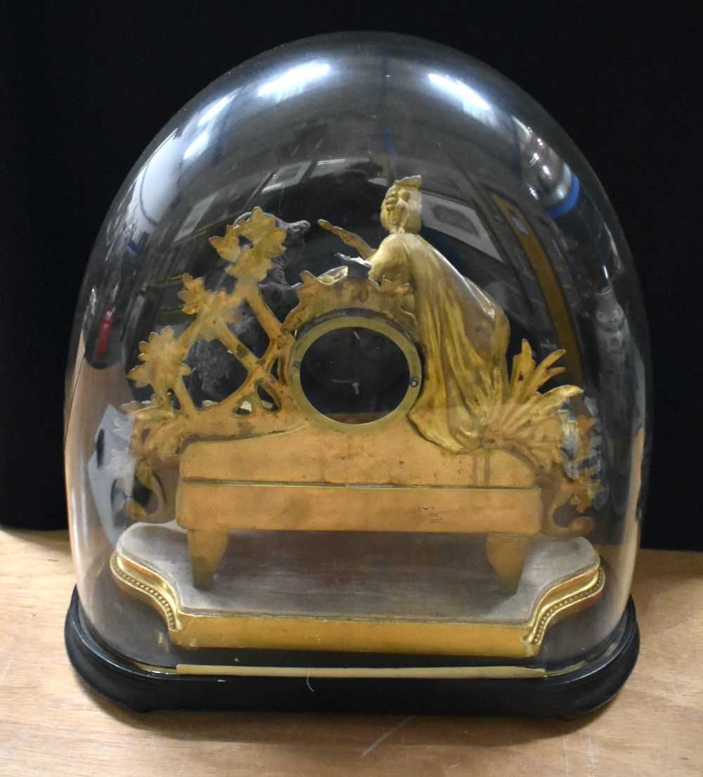 A 19TH CENTURY DOMED GILT METAL FIGURAL BRONZE CLOCK 56 X 48 cm - Image 3 of 3