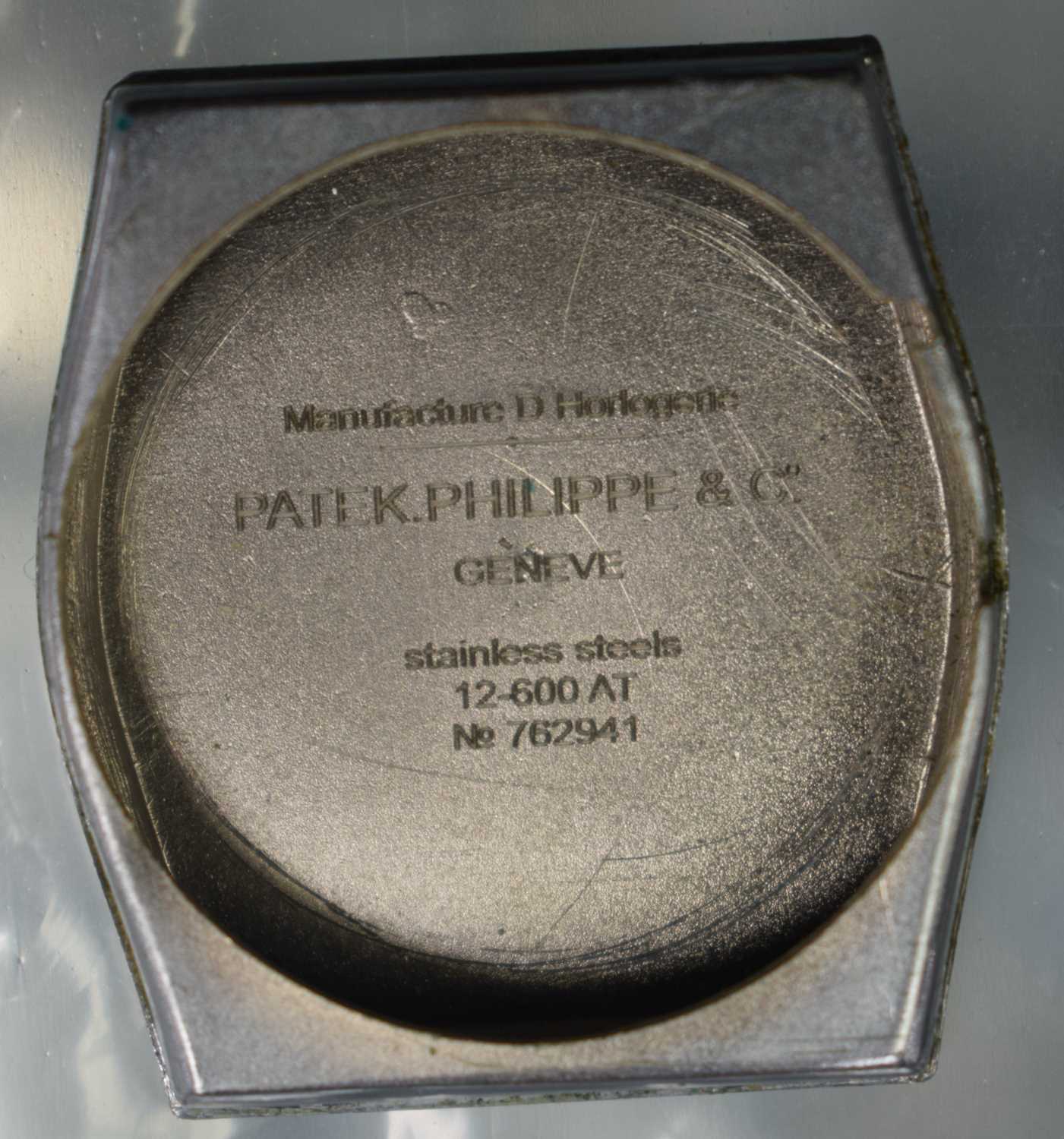 A STAINLESS STEEL PATEK PHILIPPE WRISTWATCH. 3 cm wide inc crown. - Image 10 of 10