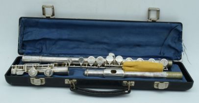 A cased Rosehill flute 66 cm