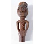 A Tribal African Walking Cane / Stick Handle Top carved as a Tribal Figure. 14.8 cm x 5 cm, weight