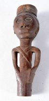 A Tribal African Walking Cane / Stick Handle Top carved as a Tribal Figure. 14.8 cm x 5 cm, weight