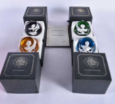 Four Boxed Baccarat Royal Cameos in Crystal Collection made for John Pinches 1976 signed to the