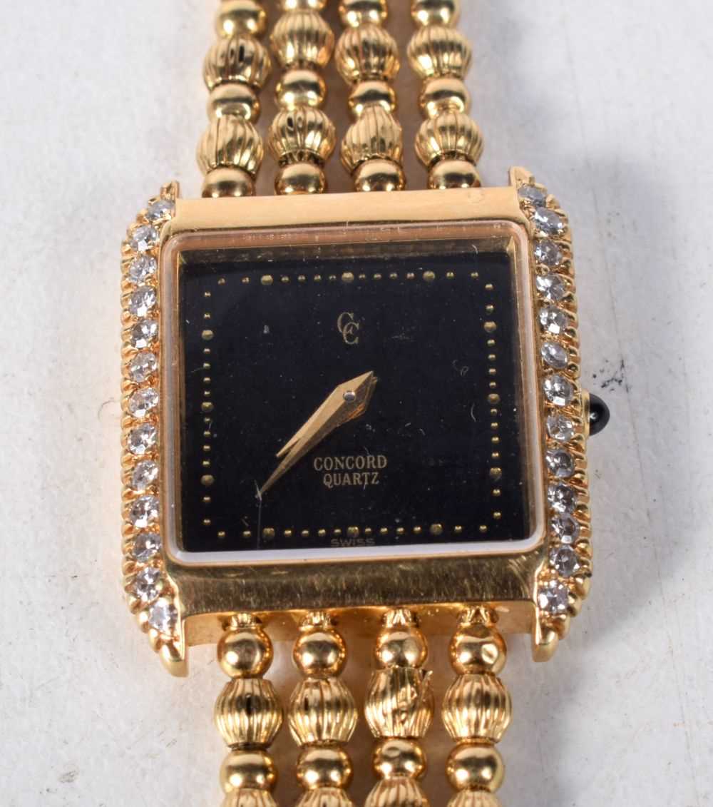 Concord Solid 14K Gold Swiss Quartz Ladies Watch set with Diamonds.  Stamped 750 / 18K, Dial 2 cm - Image 2 of 3