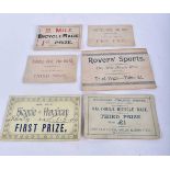 Six Victorian Bicycle Race Winners Cards. Largest 9.6 cm x 15cm (6)